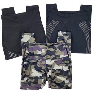 Lot of 3 Reebok Xersion 90 Degree Womens Small Black & Camo Athletic Leggings